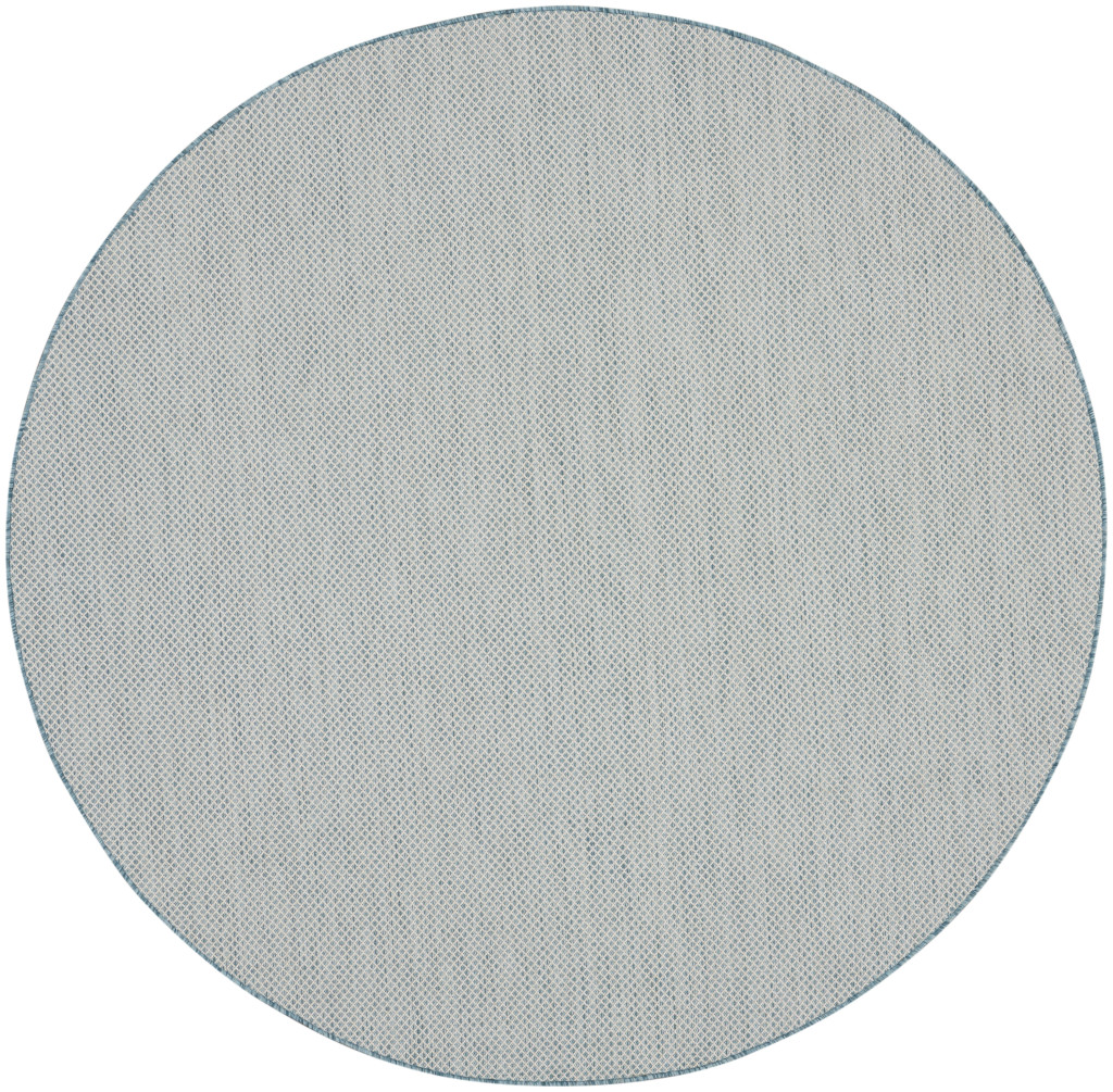 6 ft. Blue Geometric Power Loom Round Area Rug