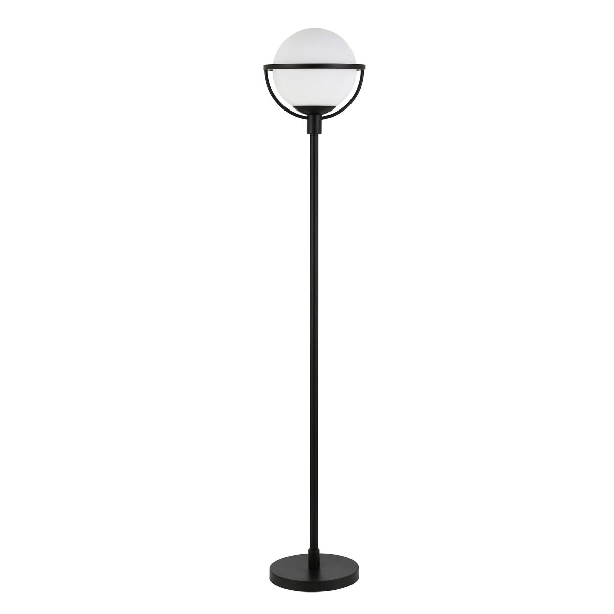 68 in. Black Novelty Floor Lamp with White Frosted Glass Globe Shade -  Estallar, ES3647874