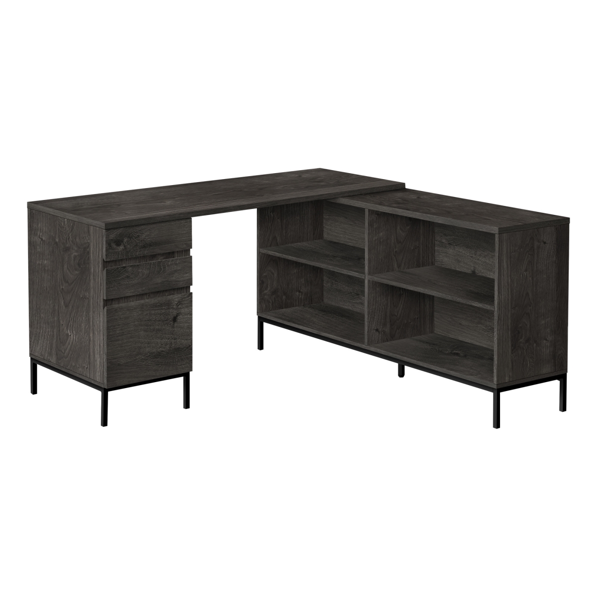 60 in. Dark Grey & Black Computer Desk