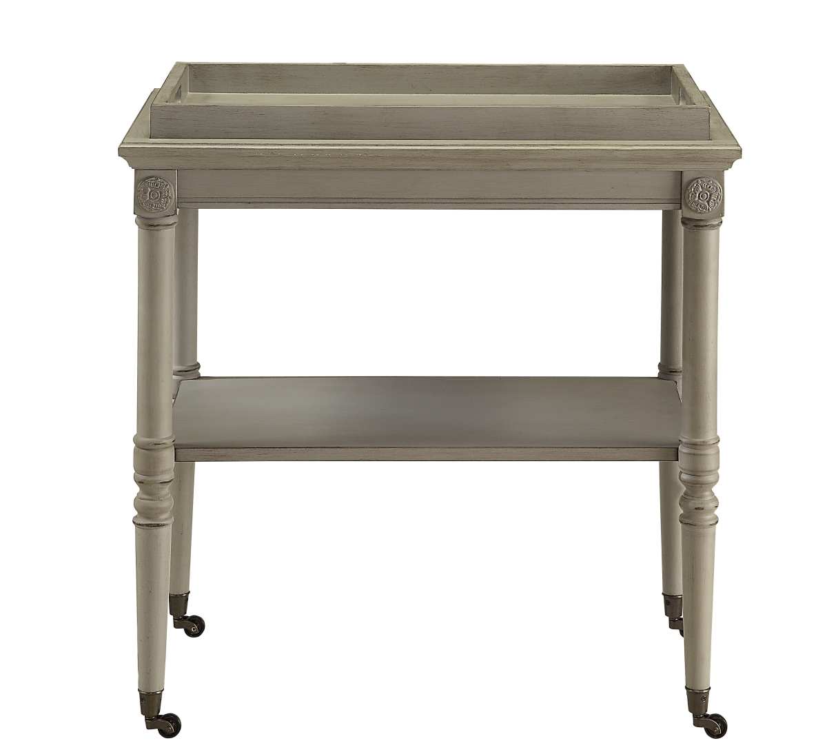 Picture of Home Roots Furniture 286341 32 x 30 x 18 in. MDF & Solid Wood Leg Tray Tabl - Antique Slate