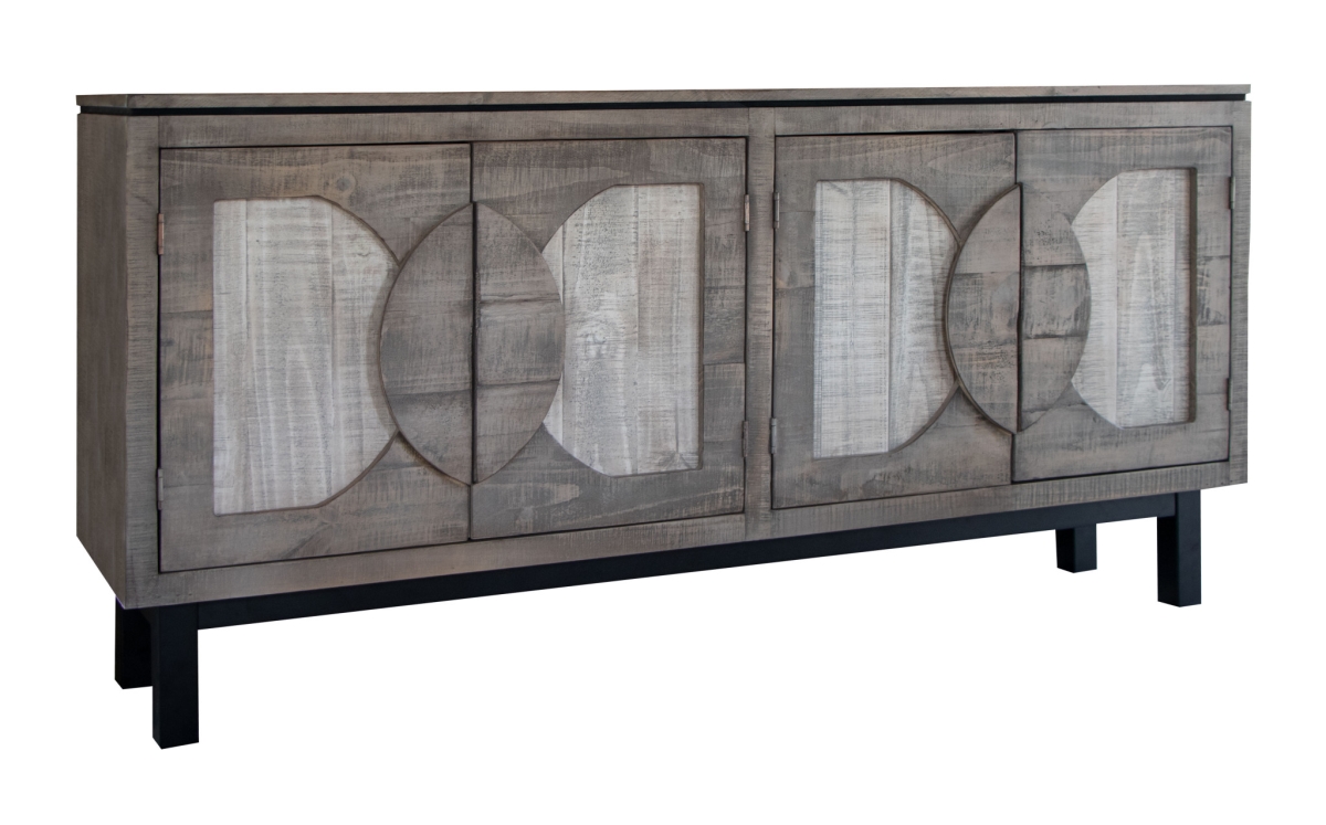 Picture of HomeRoots 527096 69 in. Grey Solid & Manufactured Wood Distressed Credenza