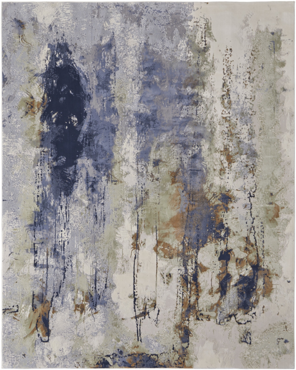 5 x 8 ft. Blue, Orange & Ivory Abstract Power Loom Rectangle Area Rug