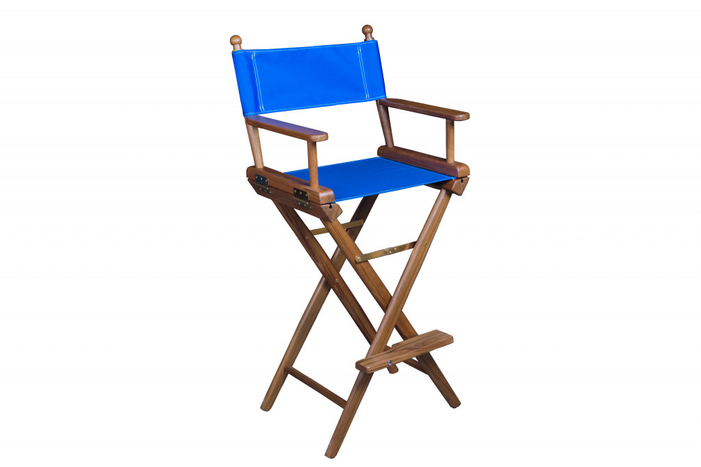 46.5 x 23 x 17.5 in. Blue & Brown Solid Wood Director Chair