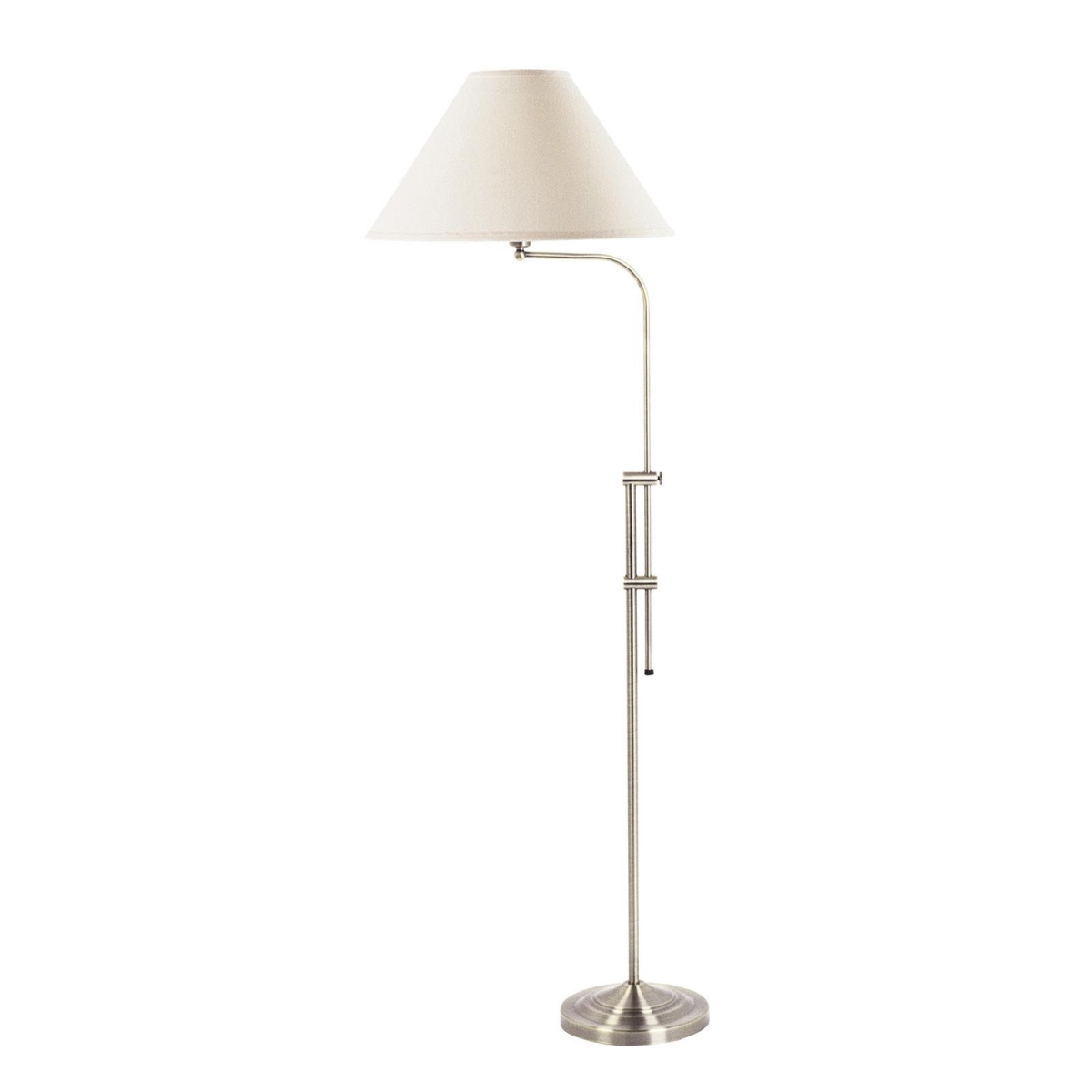68 in. Nickel Adjustable Traditional Shaped Floor Lamp with White Empire Shade