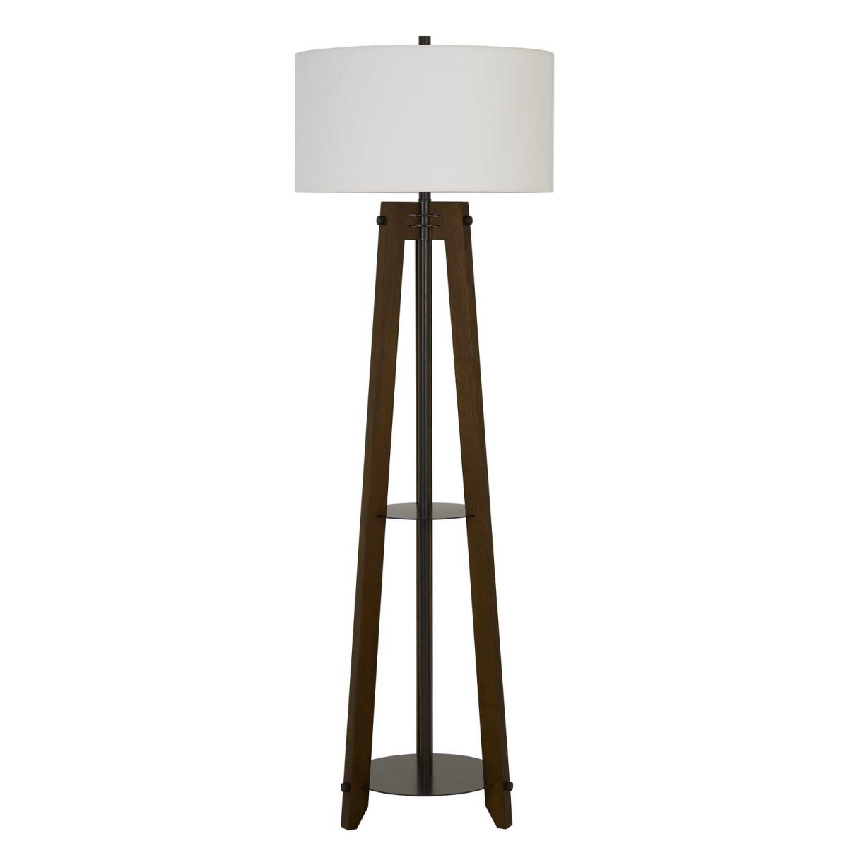 526274 65 in. Brown Tripod Floor Lamp with White Rectangle Shade