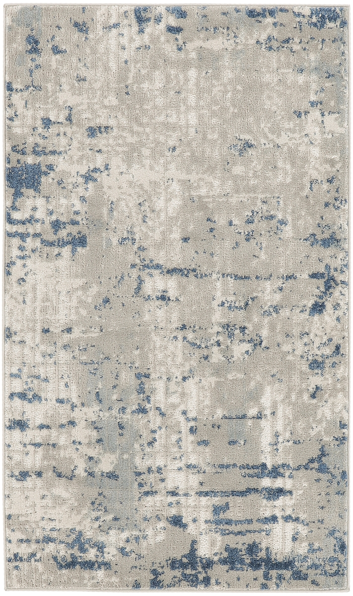 527676 3 x 5 ft. Blue & Grey Abstract Power Loom Rectangle Area Rug