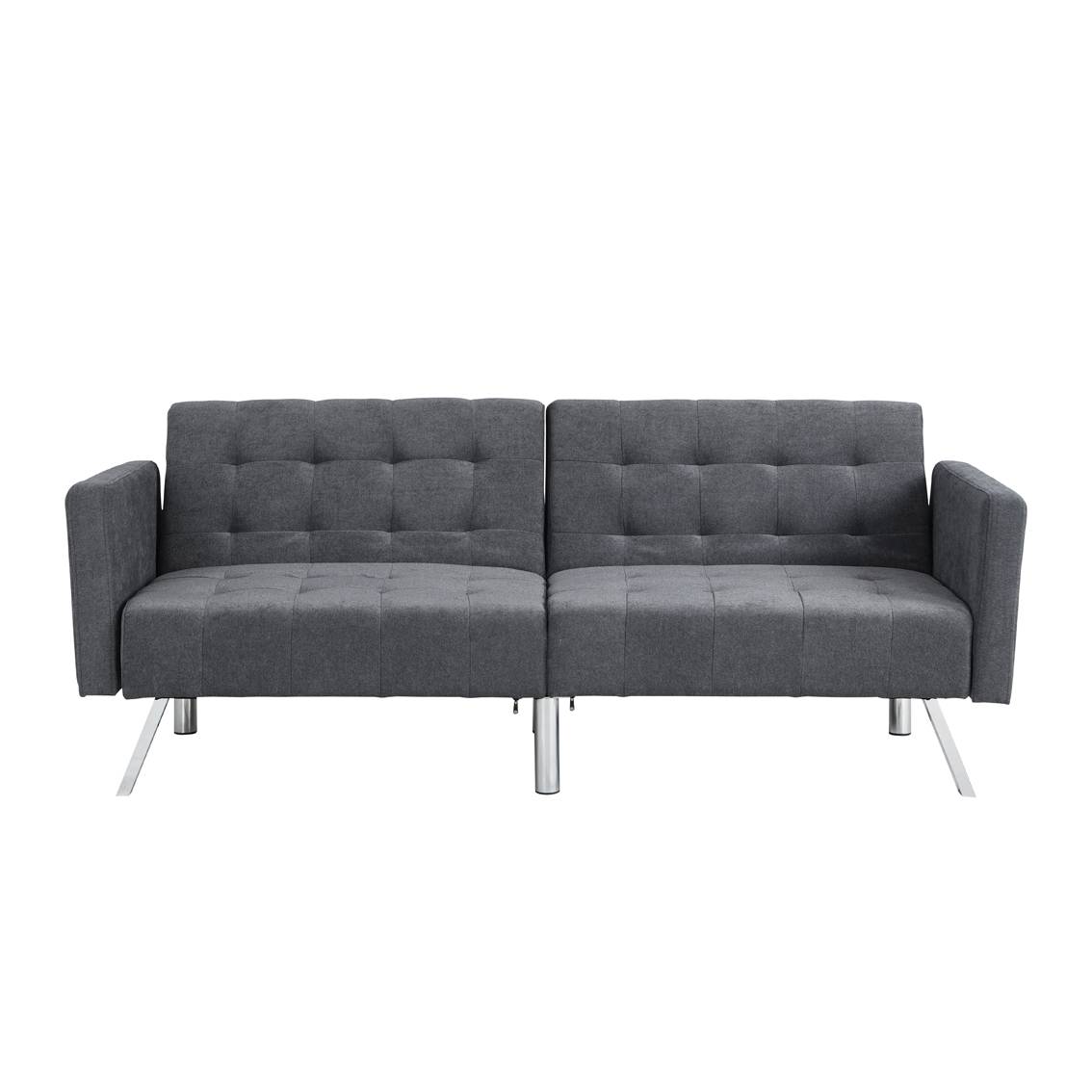 75 in. Dark Grey Linen & Silver Sleeper Futon Convertible Sleeper Sofa
