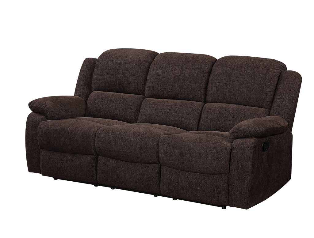 491323 79 in. Brown Chenille & Black Sofa