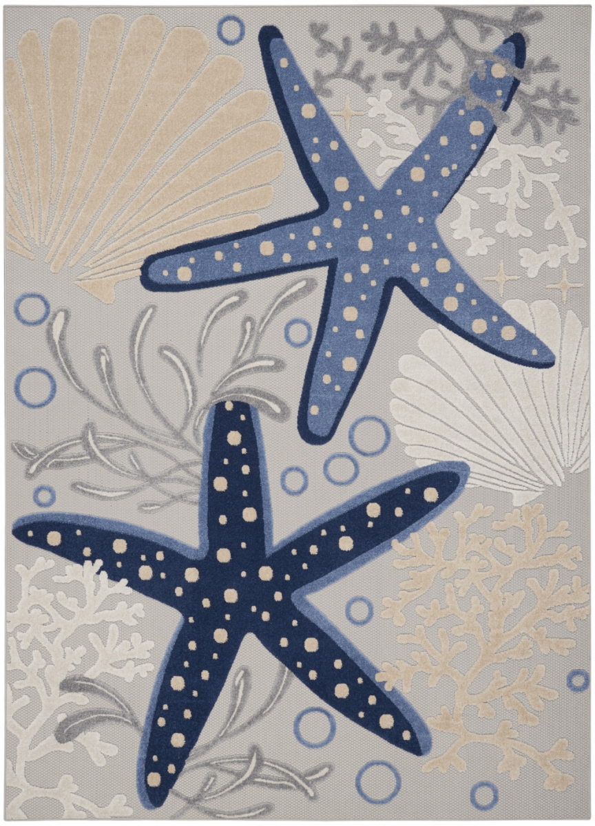 9 x 12 ft. Blue & Grey Starfish Indoor & Outdoor Rectangle Area Rug