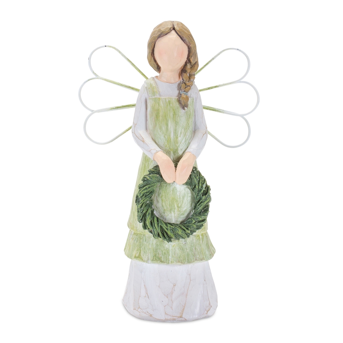 518091 7 in. Green Polyresin Angel Figurine - Set of 2 -  HomeRoots