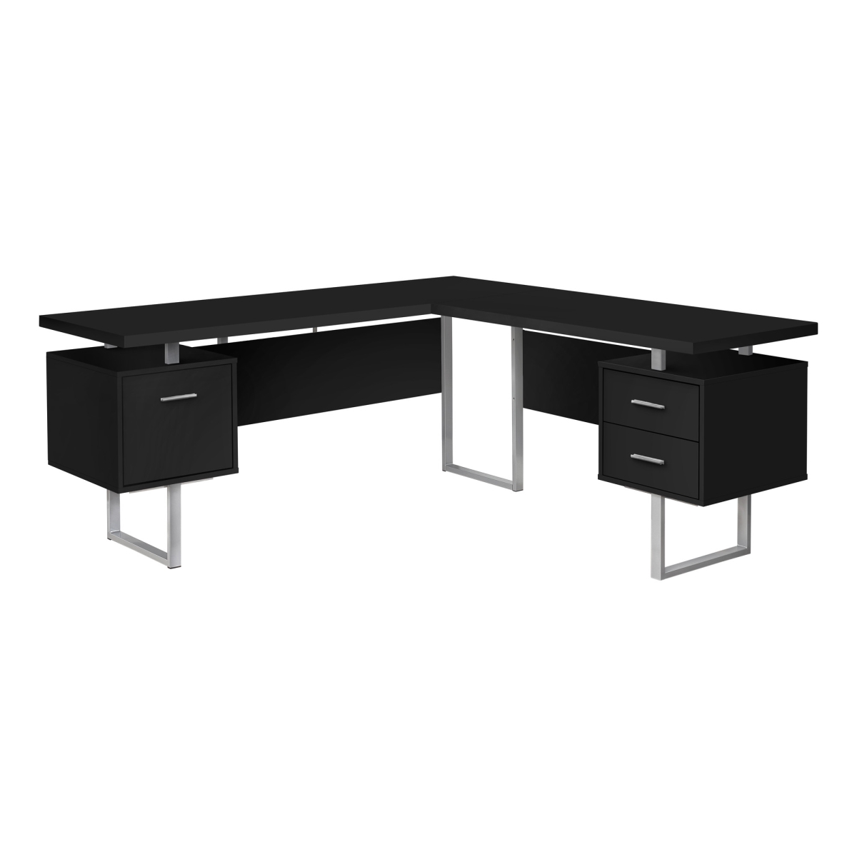 71 in. Black & Grey L-Shape Computer Desk