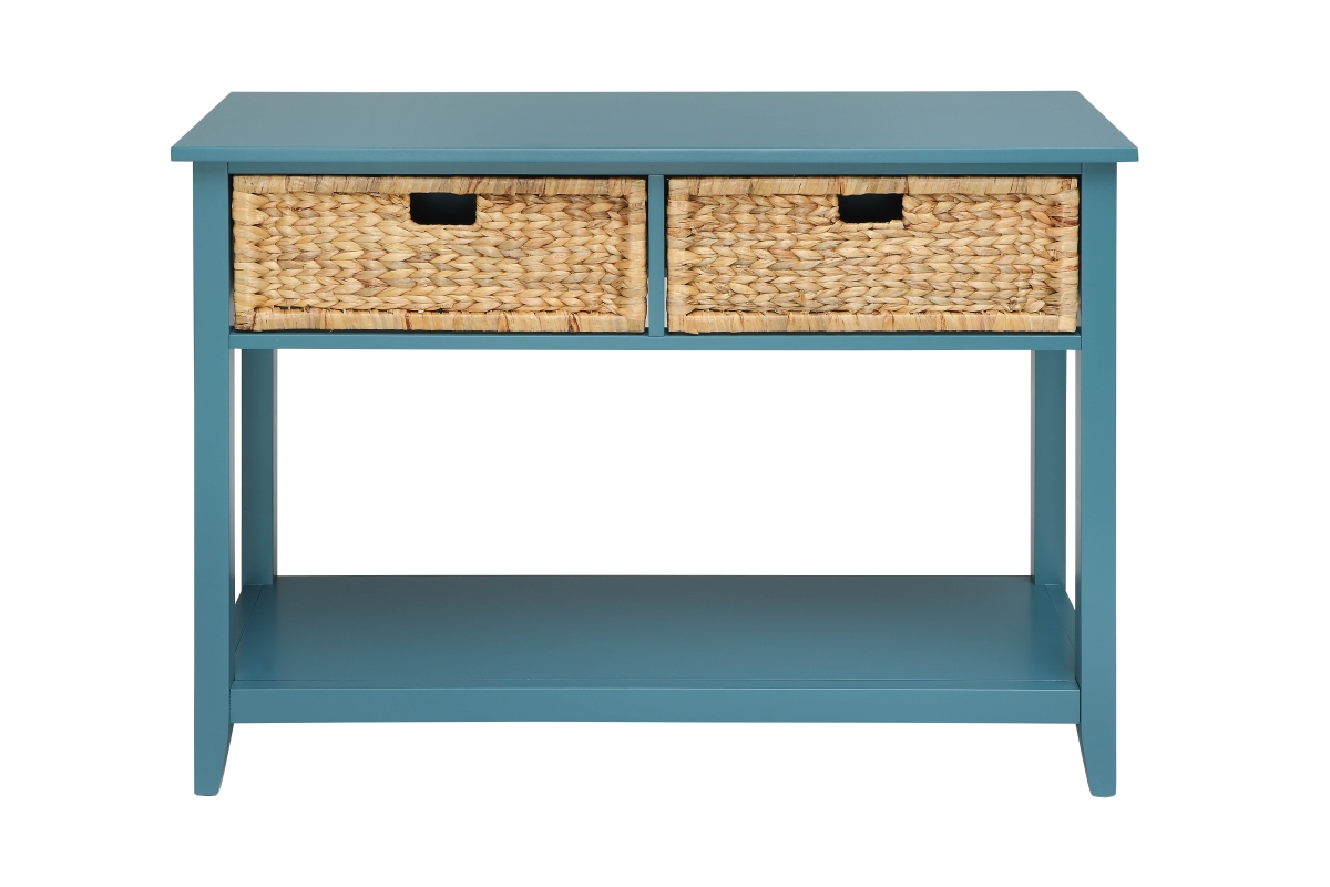 Picture of Home Roots Furniture 286387 28 x 44 x 16 in. Solid Wood Leg & Veneer Console Table - Teal