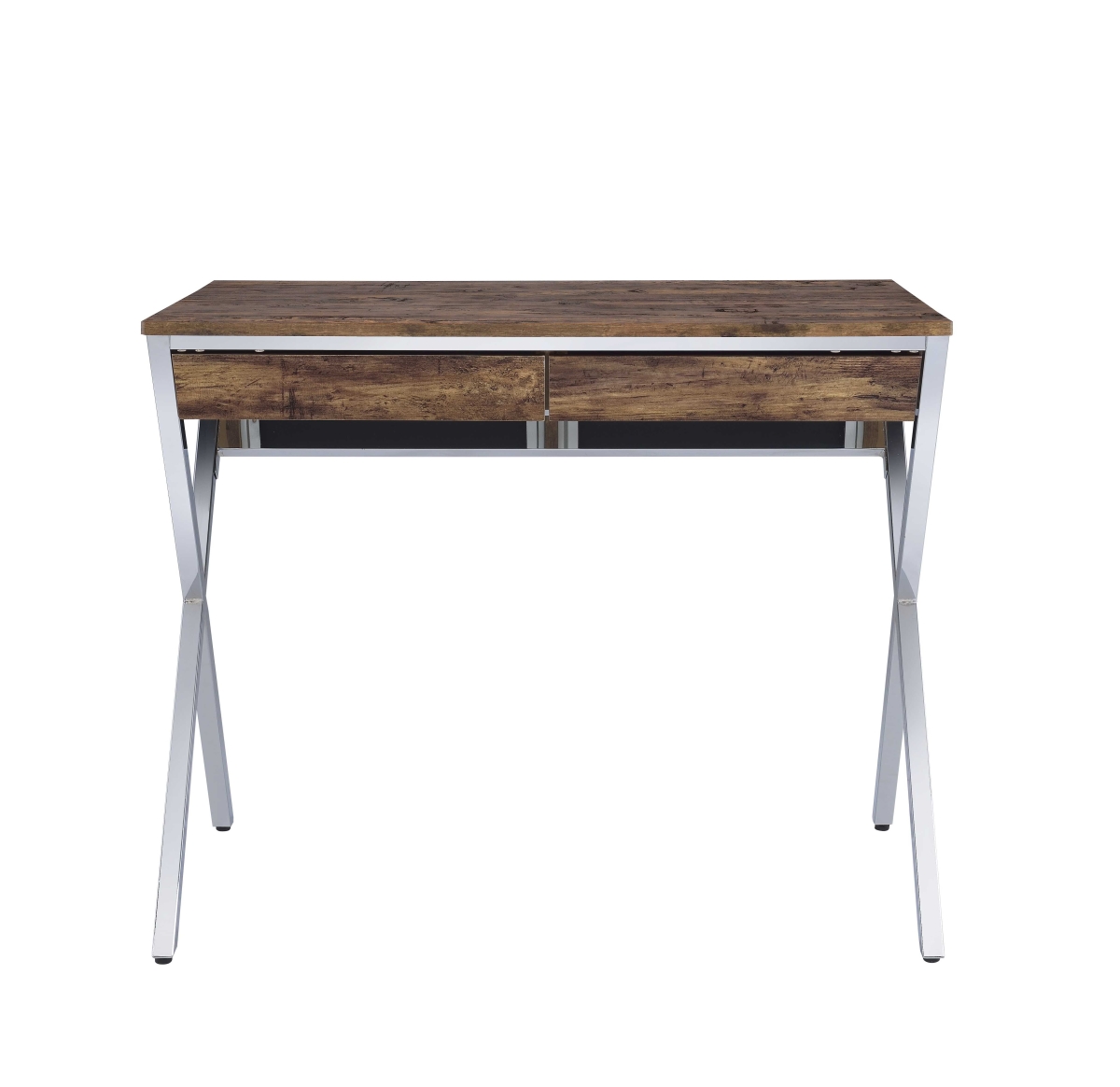 Picture of Home Roots Furniture 286397 30 x 36 x 21 in. Paper Veneer Desk - Weathered Oak & Chrome