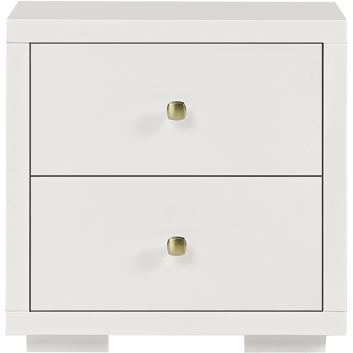 19 in. White Two Drawer Nightstand
