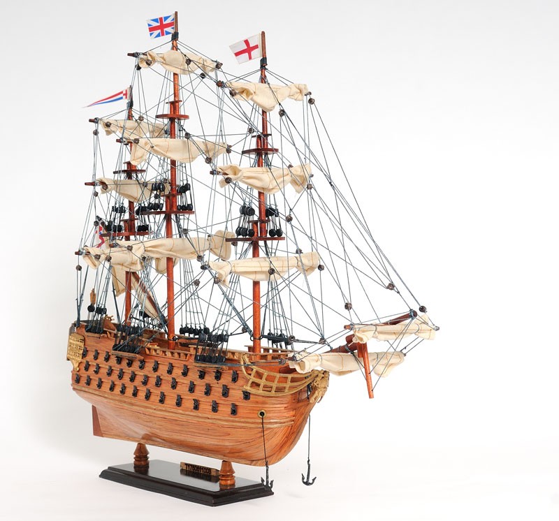 18 in. Wood Brown HMS Victory Hand Painted Decorative Boat