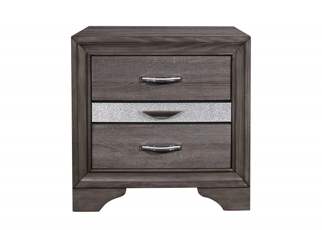 27 in. Grey Two Drawer Nightstand