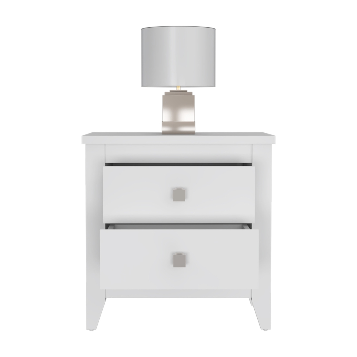 24 in. White Two Drawer Nightstand
