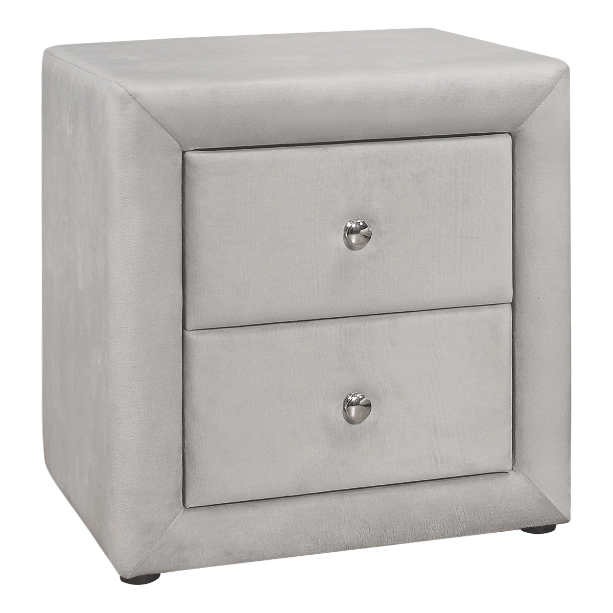 21 in. Light Grey Velvet Two Drawer Nightstand