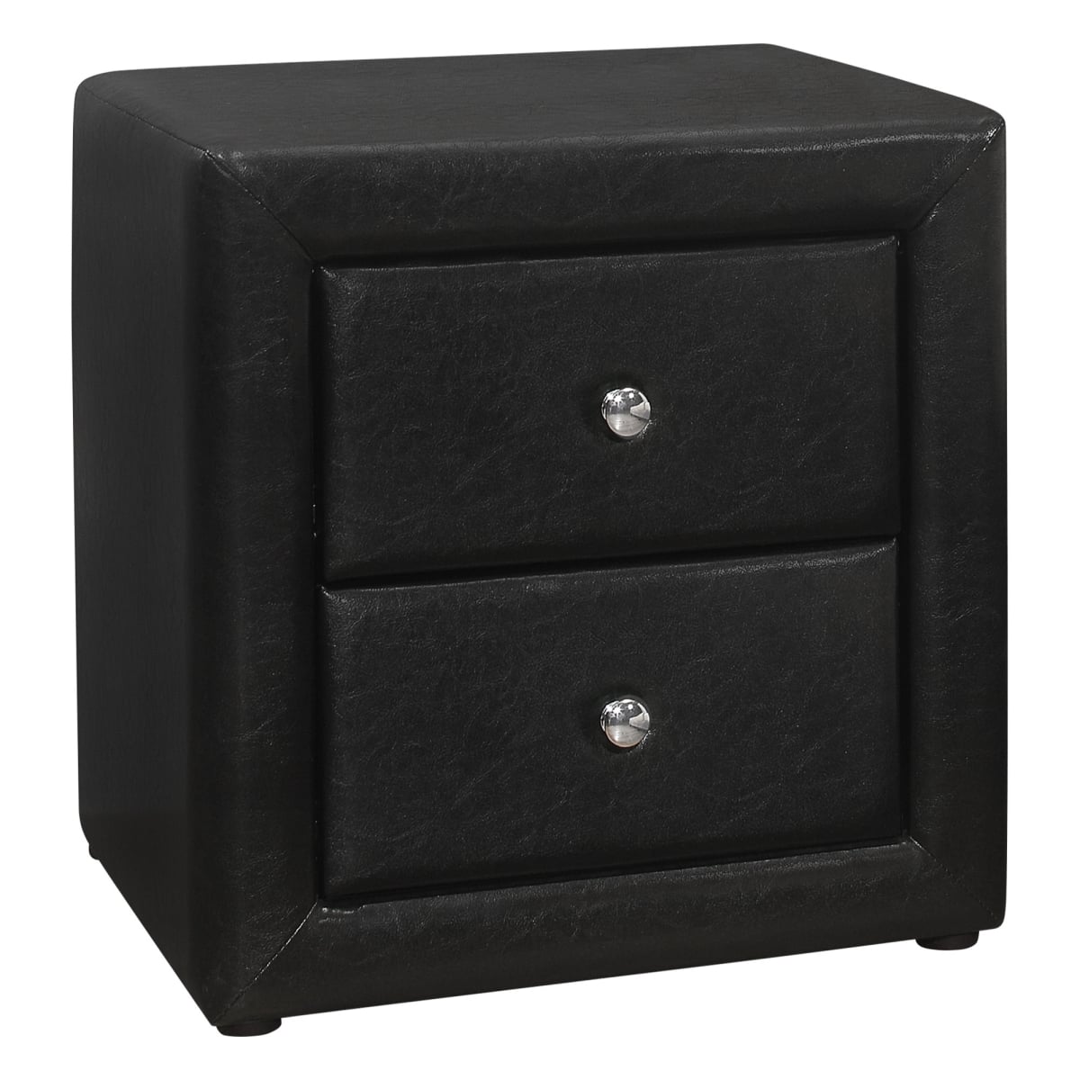 21 in. Black Faux Leather Two Drawer Nightstand