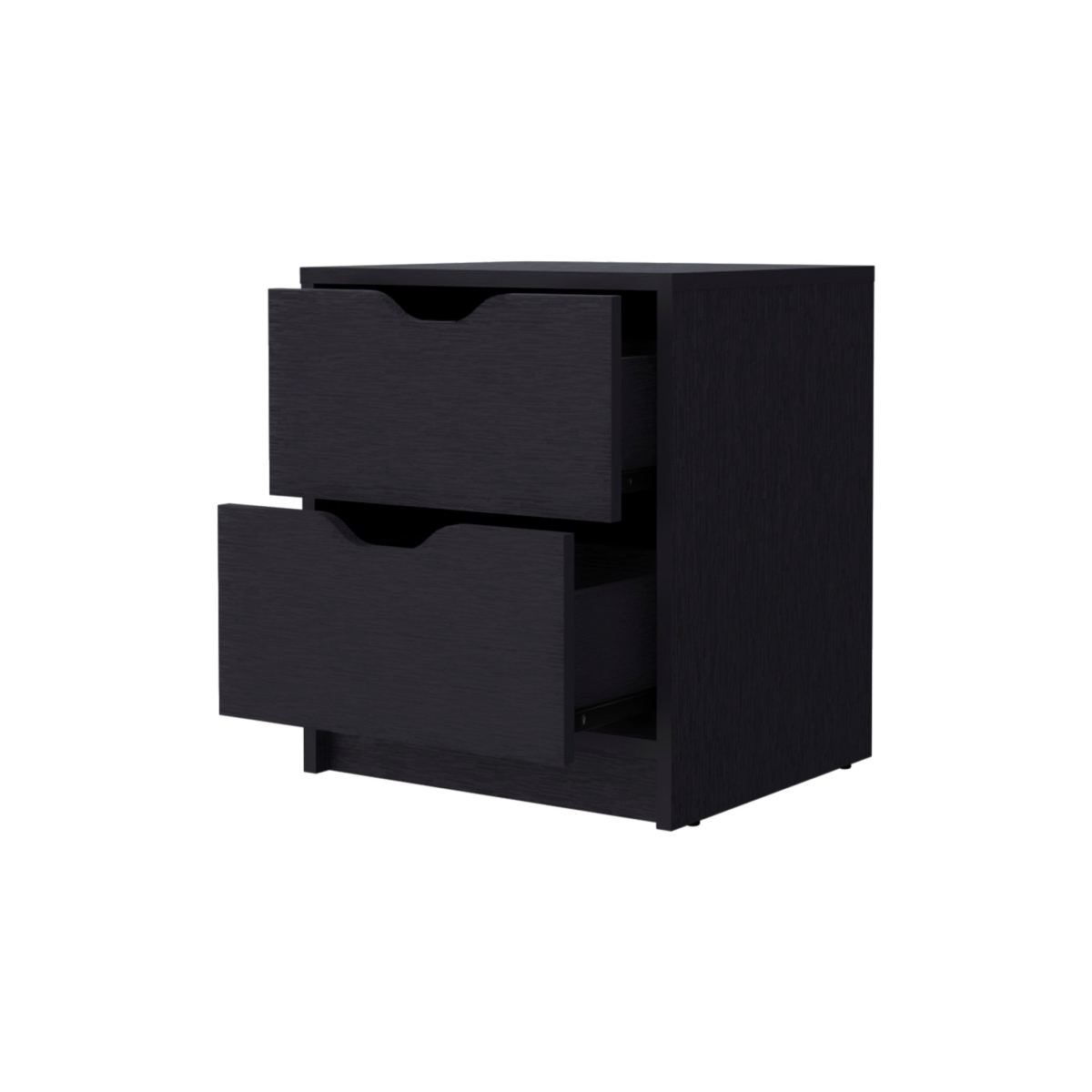 19 in. Black Two Drawer Nightstand with Integrated Tech