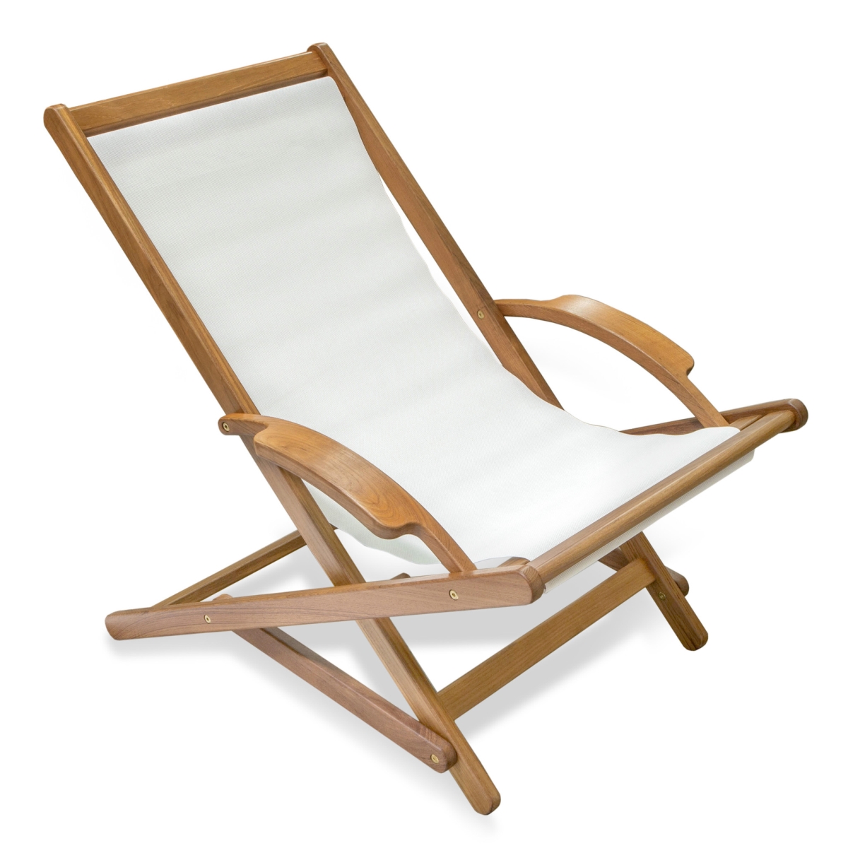 38 x 27 x 39 in. White & Brown Solid Wood Deck Chair