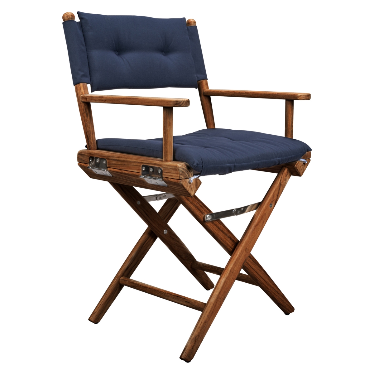 33.5 x 23 x 17.5 in. Navy Blue & Brown Solid Wood Director Chair with Cushion