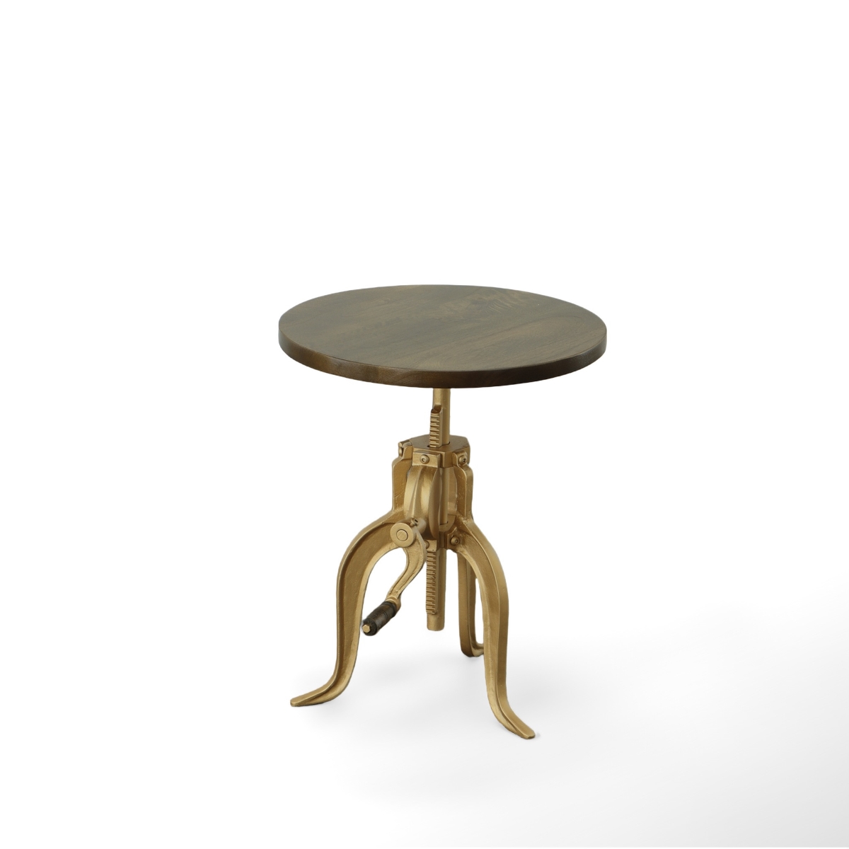 493239 19 in. Gold & Elm Solid Wood Round End Table