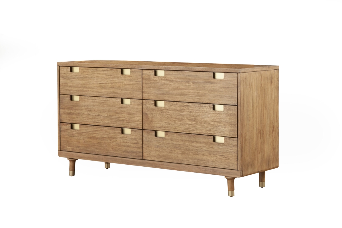 60 in. Sandy Brown Solid Wood Six Drawer Double Dresser
