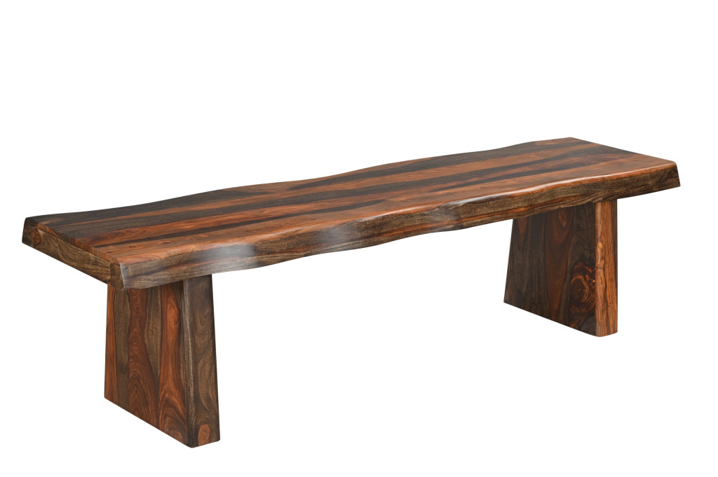 68 in. Dark Brown Solid Wood Dining Bench