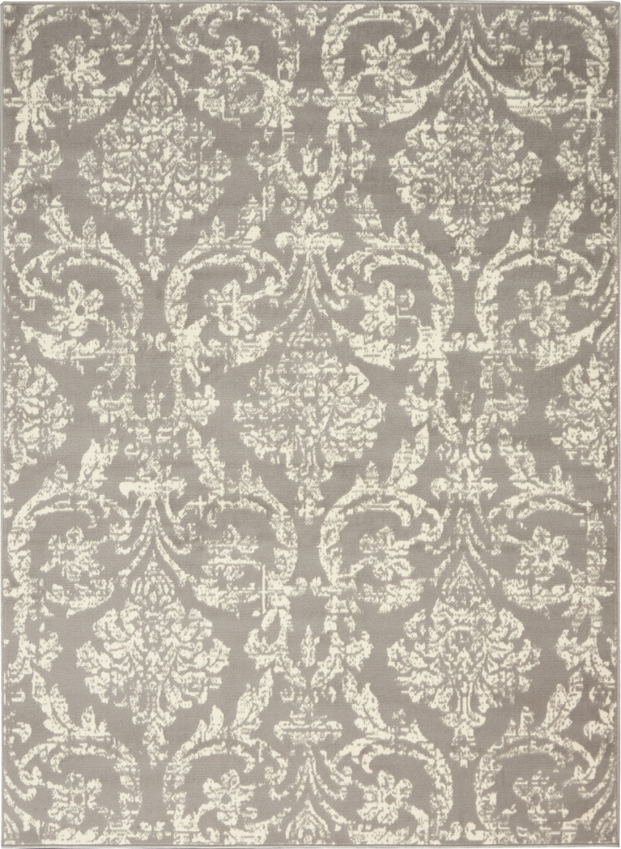 4 x 6 ft. Grey Damask Power Loom Rectangle Area Rug