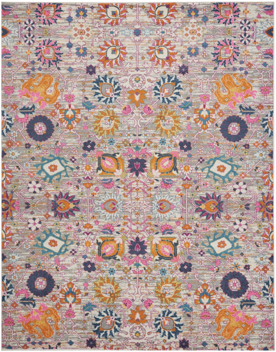 9 x 12 ft. Grey Floral Power Loom Rectangle Area Rug