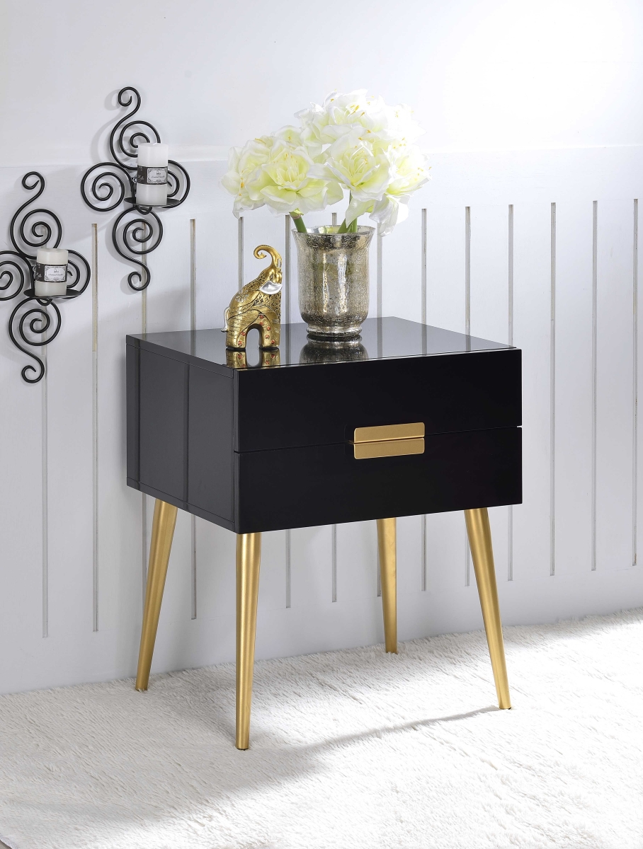 Picture of Home Roots Furniture 286384 24 x 20 x 16 in. Metal & Wood End Table - White & Gold