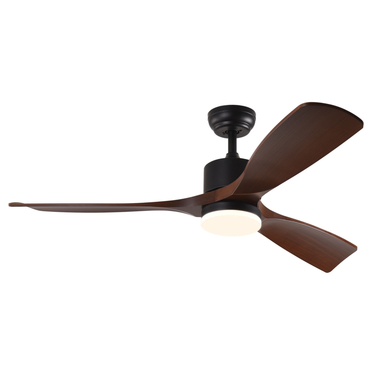 Picture of HomeRoots 534344 52 in. Black & Brown Propeller Three Blade Dimmable Remote Control Integrated Light Ceiling Fan