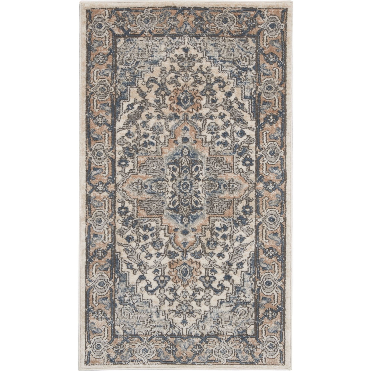 2 x 4 ft. Ivory & Grey Oriental Non Skid Area Rug