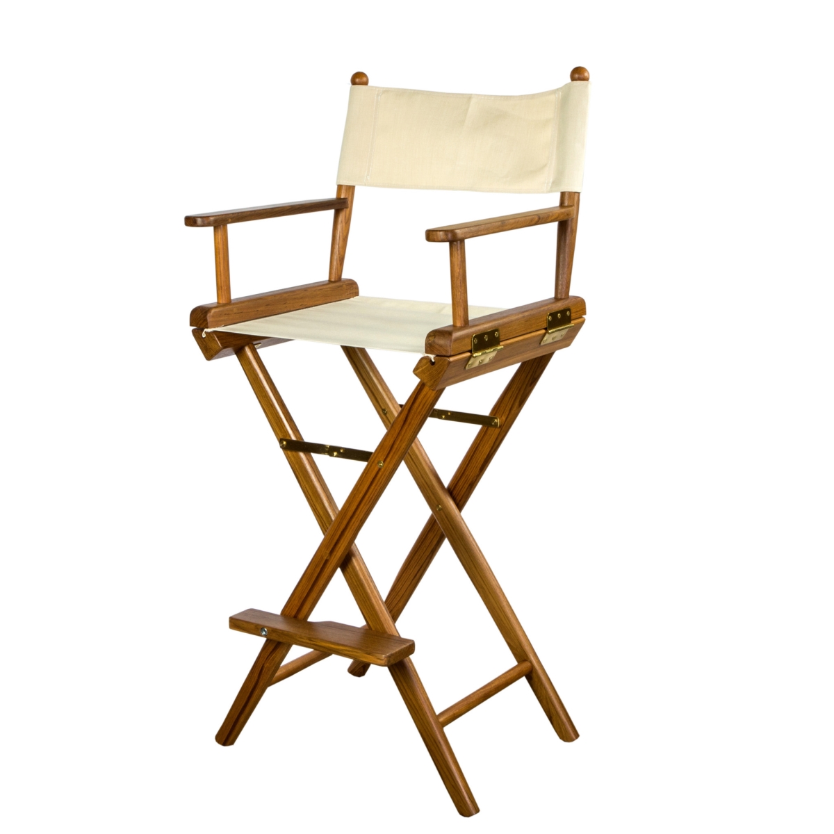 White & Brown Solid Wood Director Chair