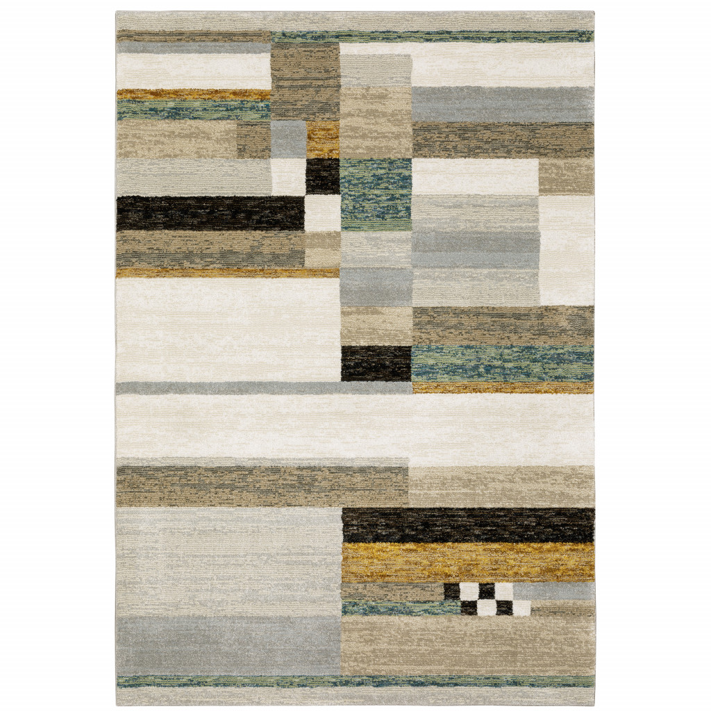 3 x 5 ft. Multi Color Geometric Power Loom Area Rug