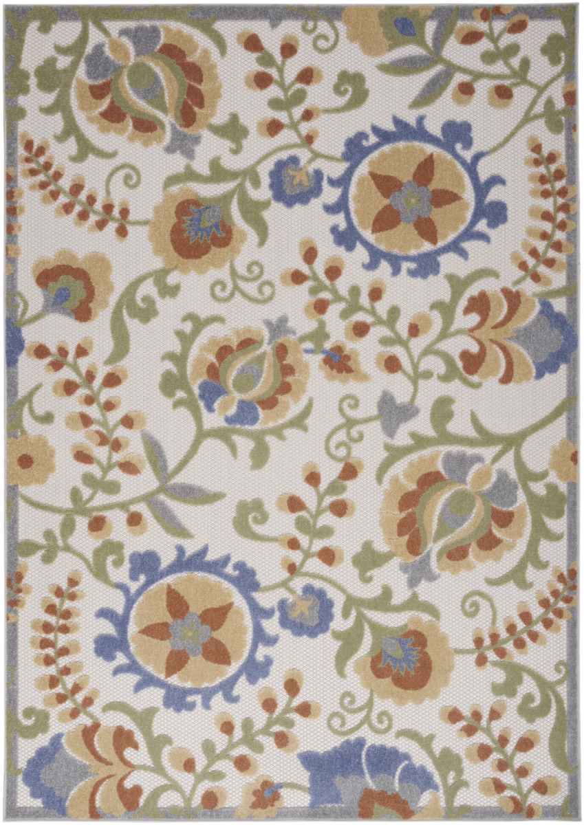 4 x 6 ft. Blue & Yellow Floral Power Loom Area Rug