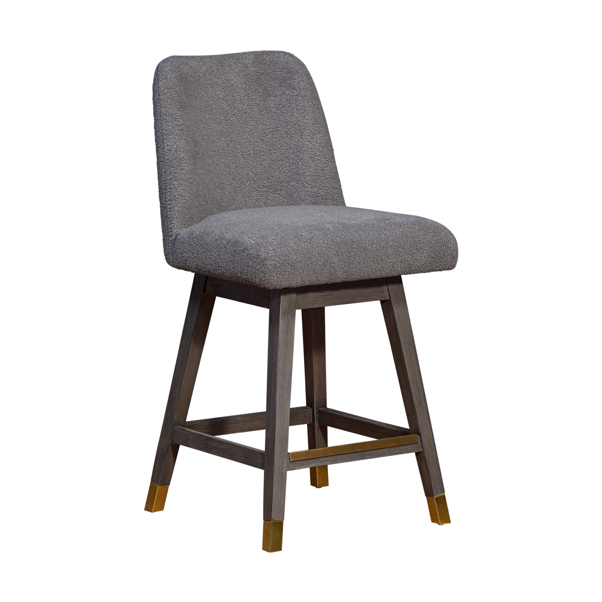 26 in. Gray Solid Wood Swivel Bar Height Bar Chair with Footrest