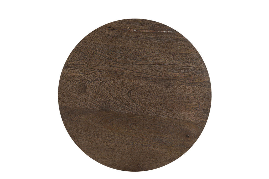 521945 18 in. Dark Brown Solid Wood Round End Table