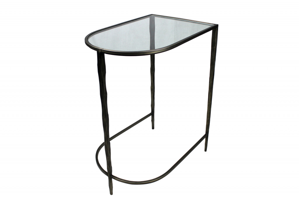 25 in. Clear & Gold Glass Free Form Frame Console Table, Set of 2