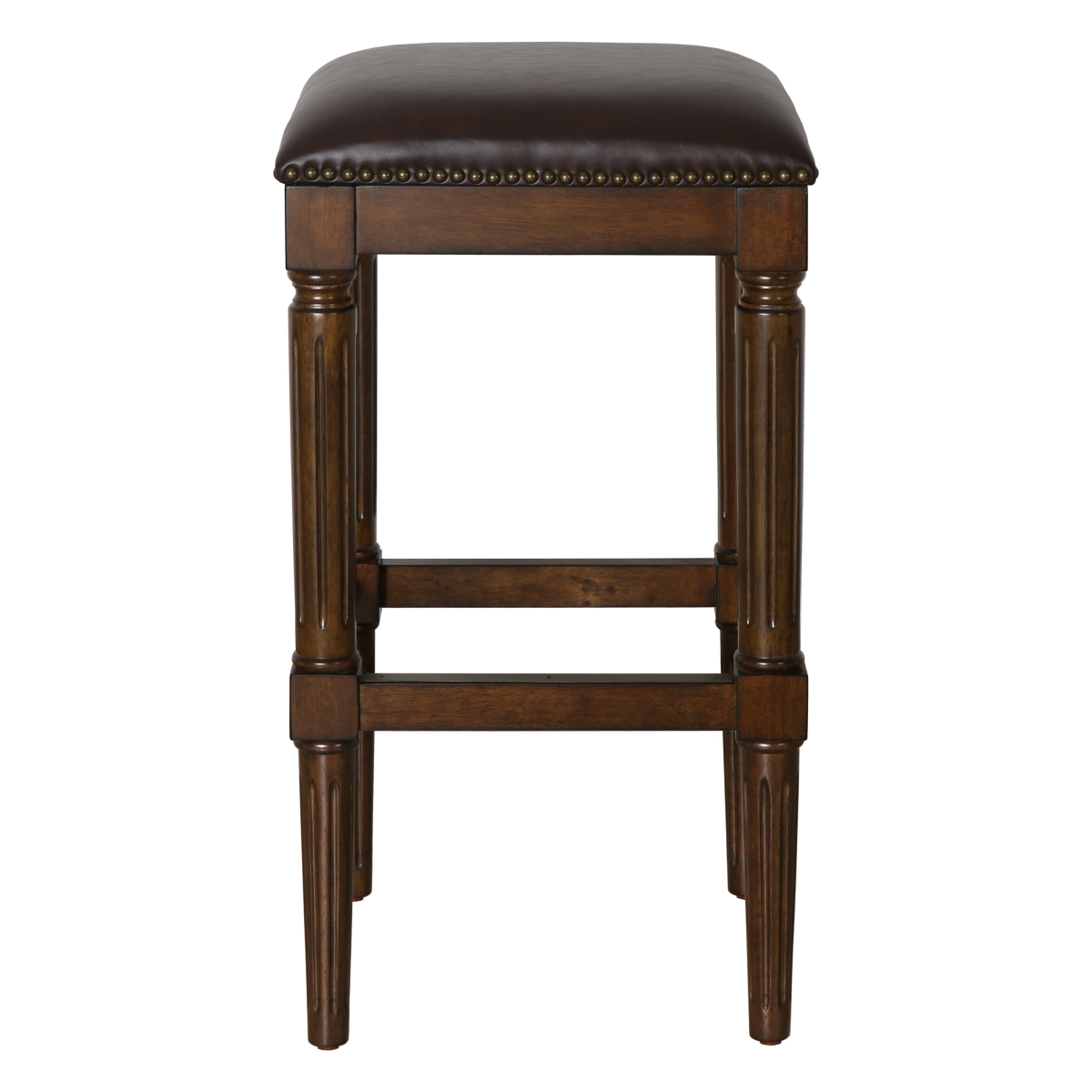 31 in. Brown & Dark Brown Solid Wood Backless Bar Height Bar Chair with Footrest