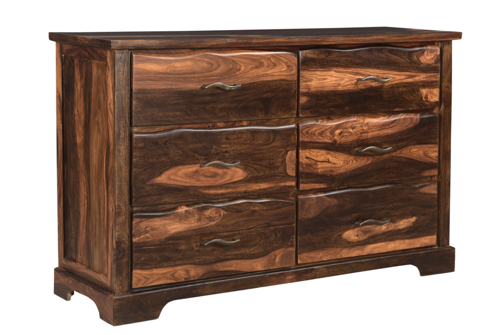 60 in. Dark Brown Solid Wood Six Drawer Dresser