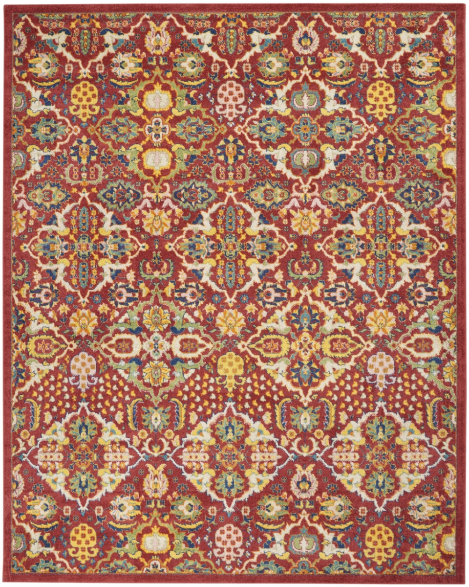 9 x 12 ft. Red Floral Power Loom Area Rug