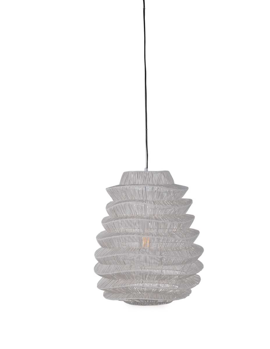 Picture of HomeRoots 522838 Single Rattan Dimmable Ceiling Light with White Shades