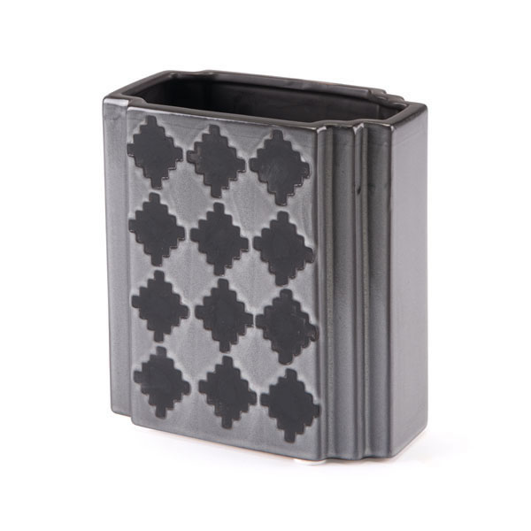 Home Roots Decor 295366 8.3 x 7.5 x 4.3 in. Ceramic Rectangular Vase Small - Gray & Black