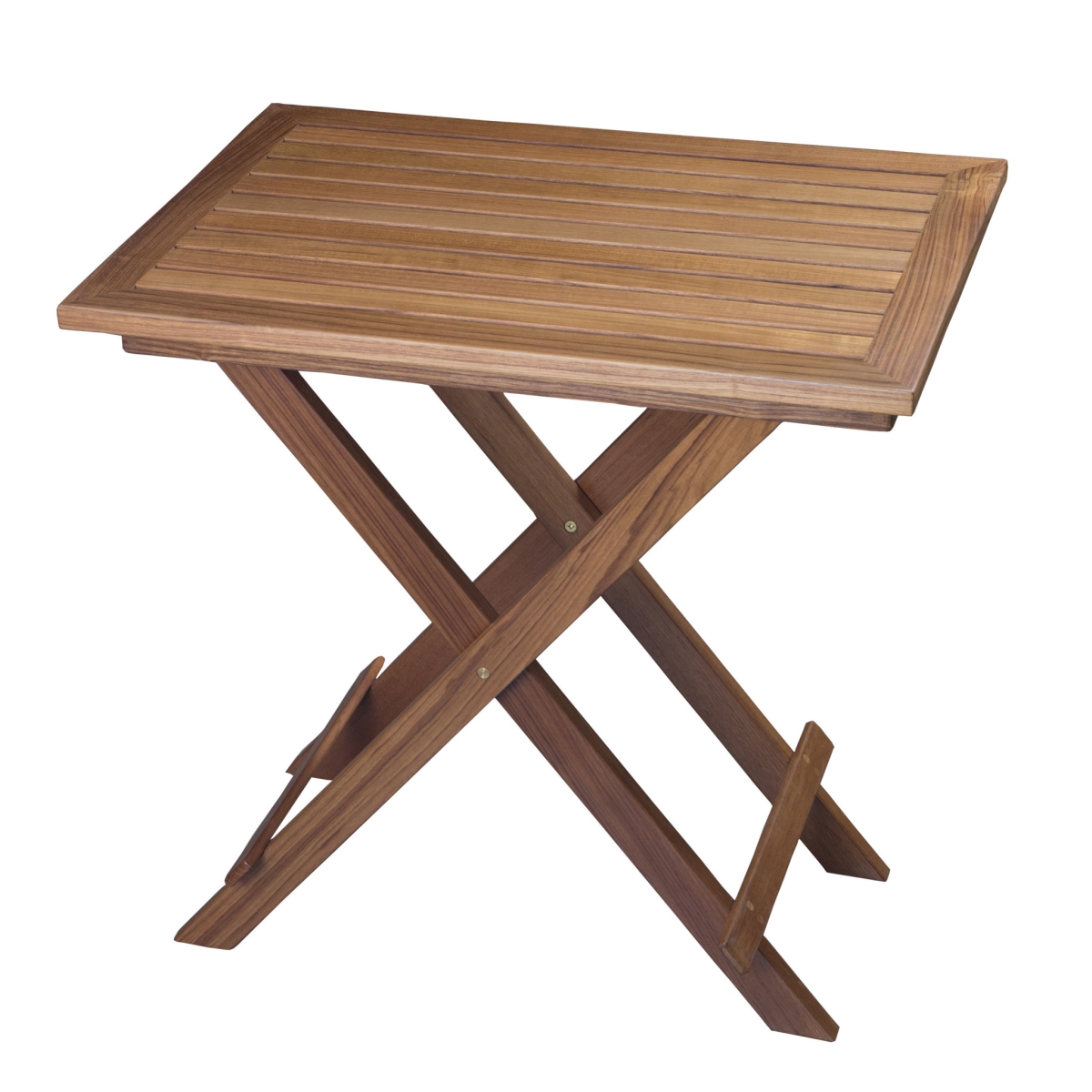 479055 28 in. Brown Solid Wood Folding Outdoor Side Table