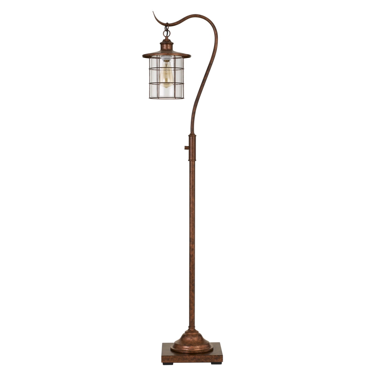60 in. Rusted Traditional Shaped Floor Lamp with Rust Transparent Glass Drum Shade