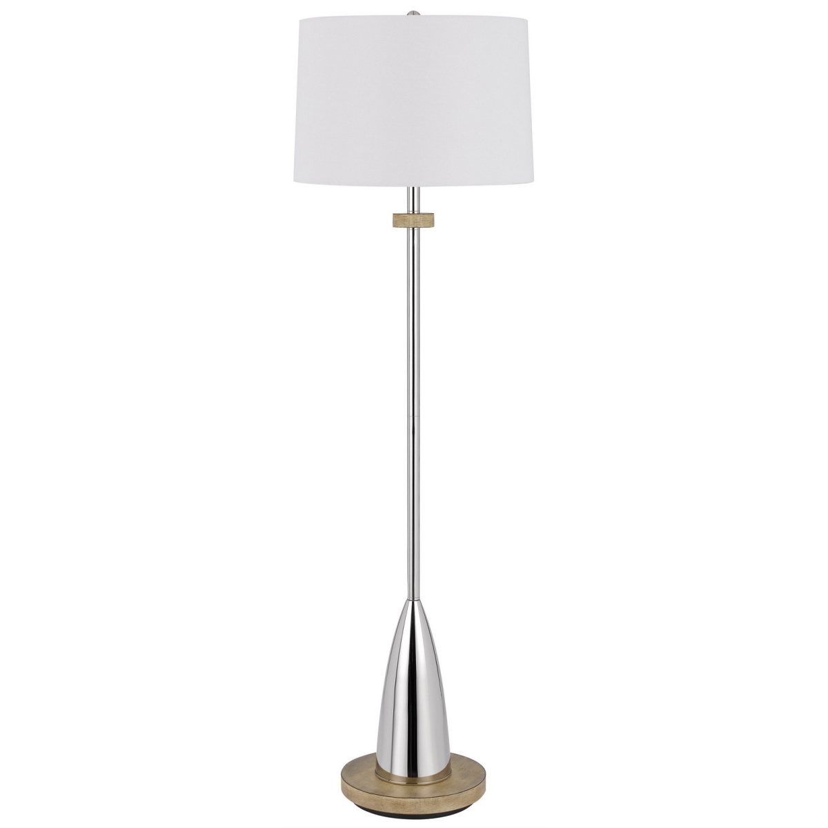 61 in. Chrome Traditional Shaped Floor Lamp with White Square Shade