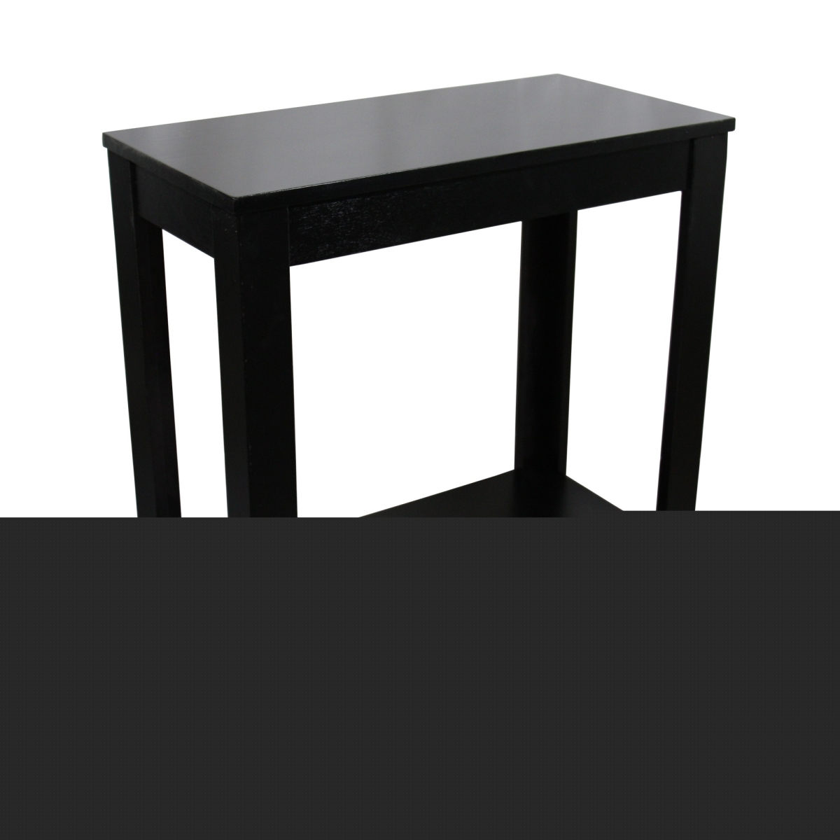 24 in. Black End Table with Shelf