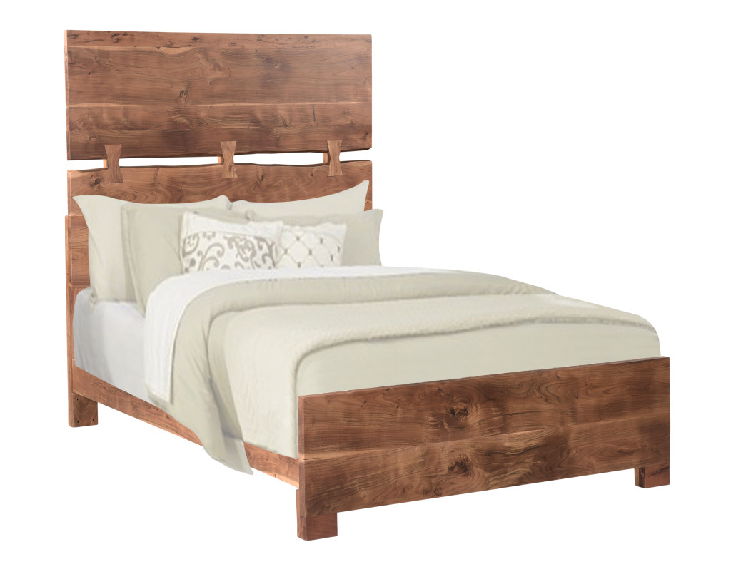 Live Edge Solid Wood Queen Size Brown Bed